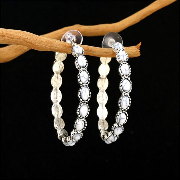 Alquimia Jewelry - Big Hoops howlite earrings